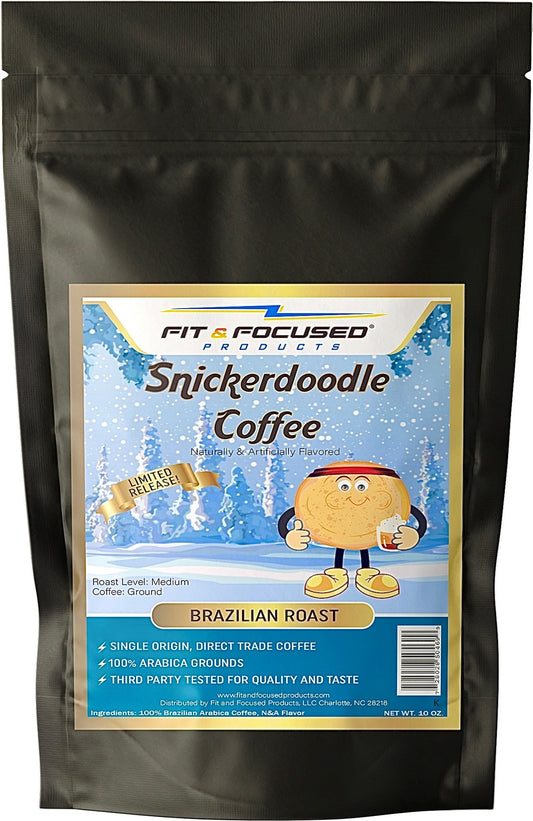 Snickerdoodle Flavored Coffee - Ground Medium Roast Infused with Cinnamon and Vanilla Flavor, 10 oz.