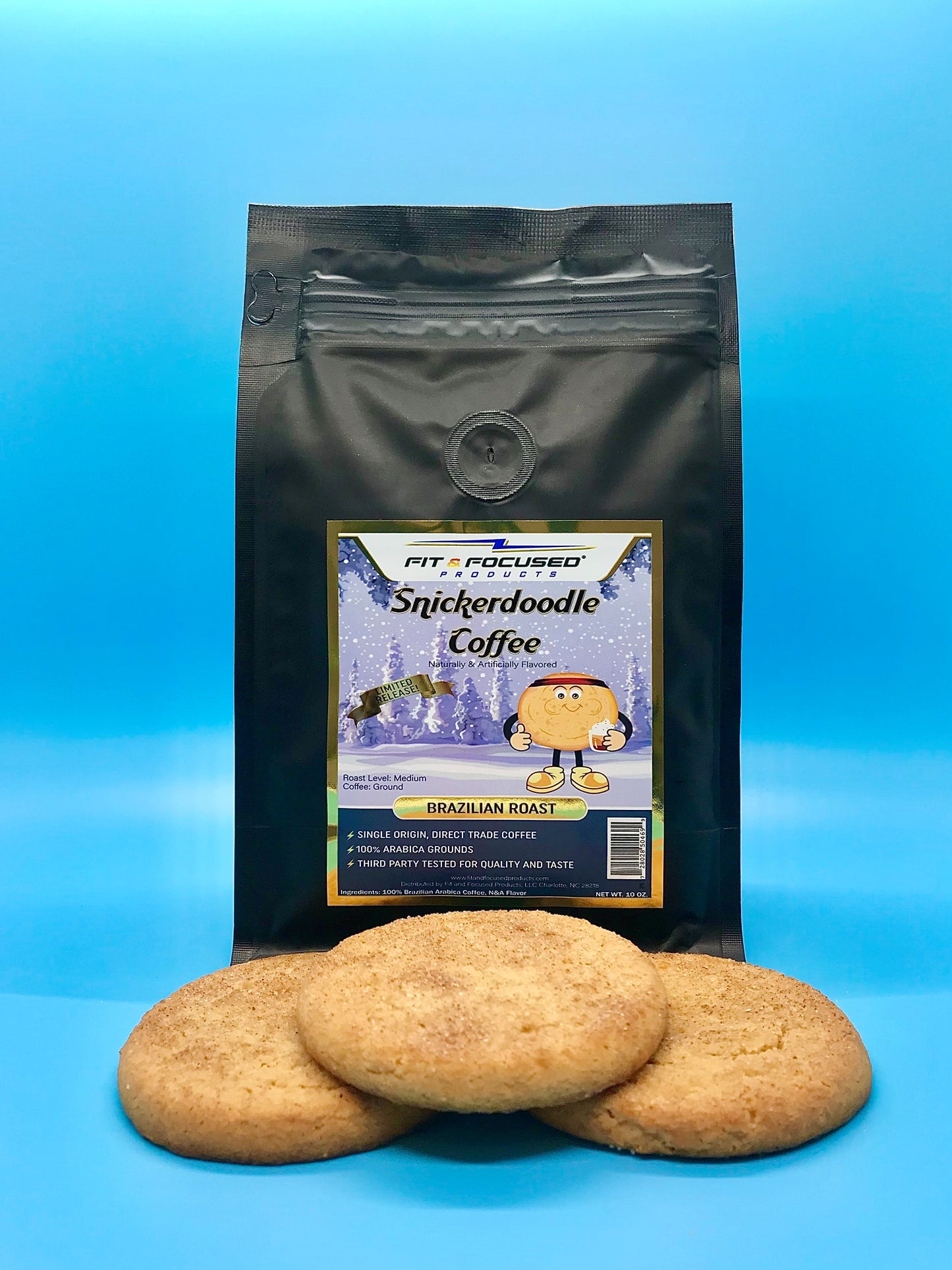 Snickerdoodle Flavored Coffee - Ground Medium Roast Infused with Cinnamon and Vanilla Flavor, 10 oz.