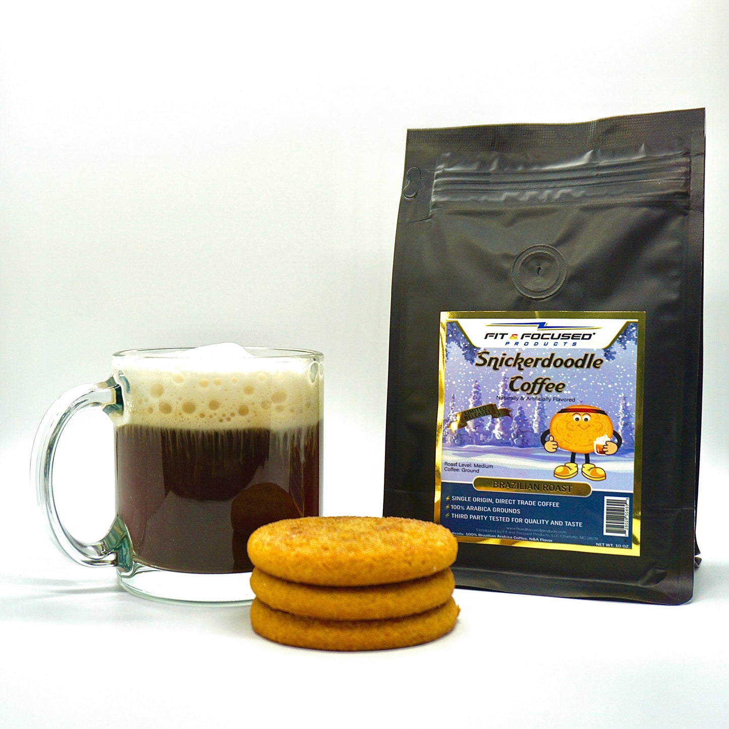 Snickerdoodle Flavored Coffee - Ground Medium Roast Infused with Cinnamon and Vanilla Flavor, 10 oz.